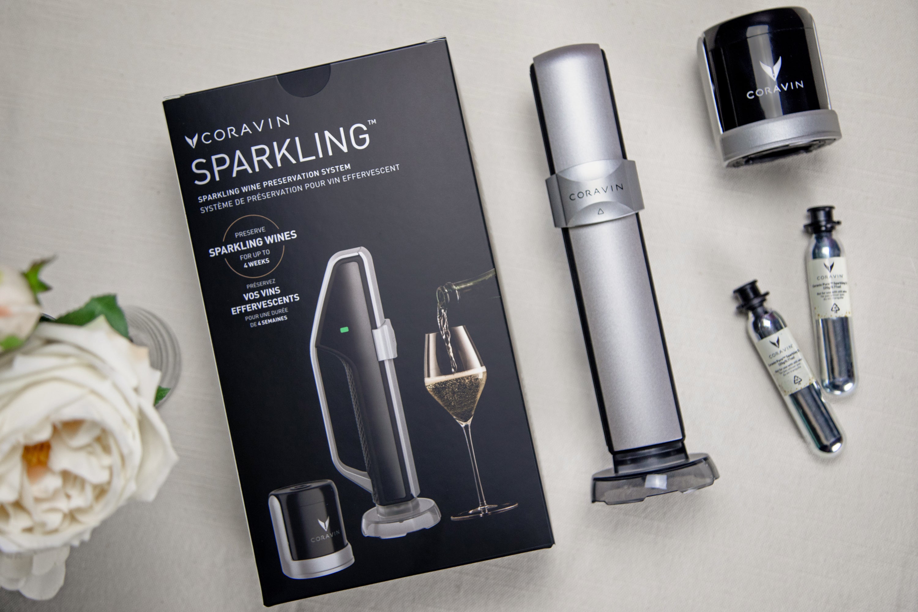 Coravin Sparkling device unboxed on the table